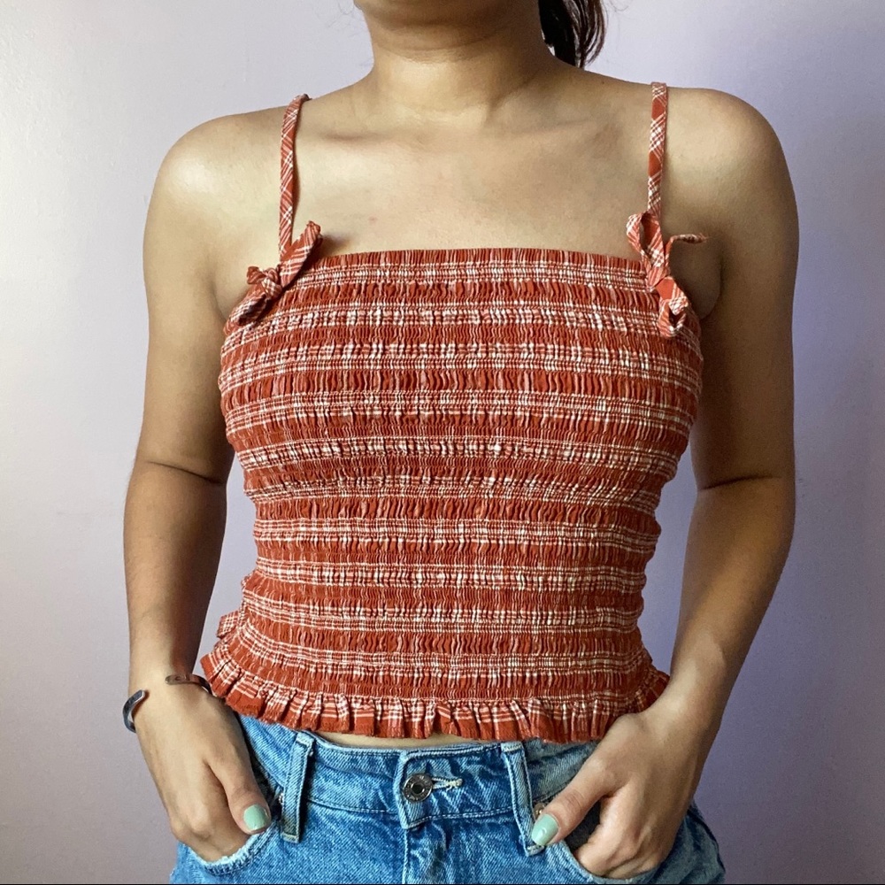 Square Neck Orange Top